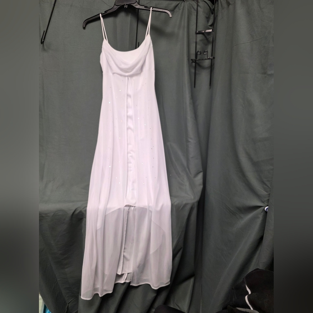Y2K Taboo White High-Low Spaghetti Strap Dress